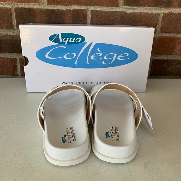 Aqua College Sloan White Leather Open Toe Strap Slide Sandal Women's US size 7M - Picture 5 of 11